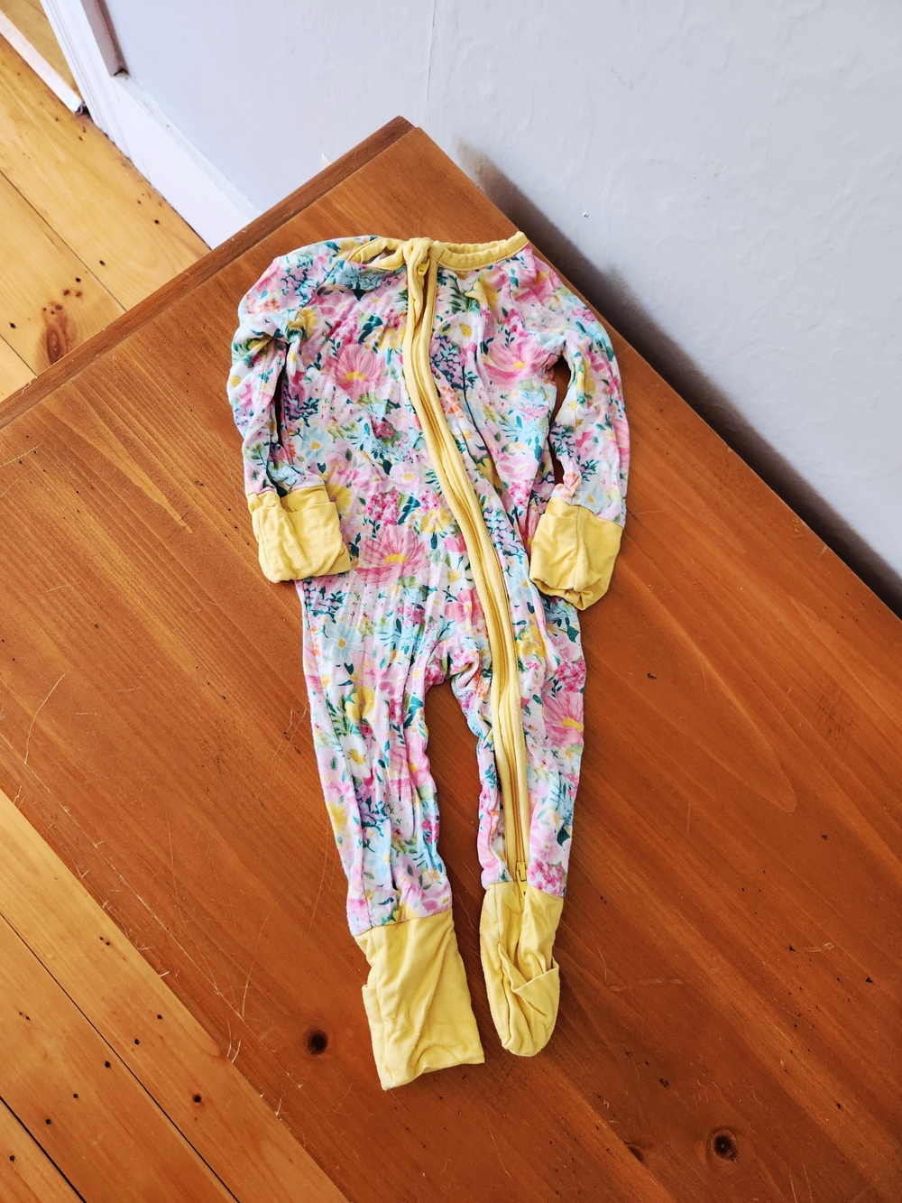 Little One Shop 0-3 Month Floral Bamboo Footie